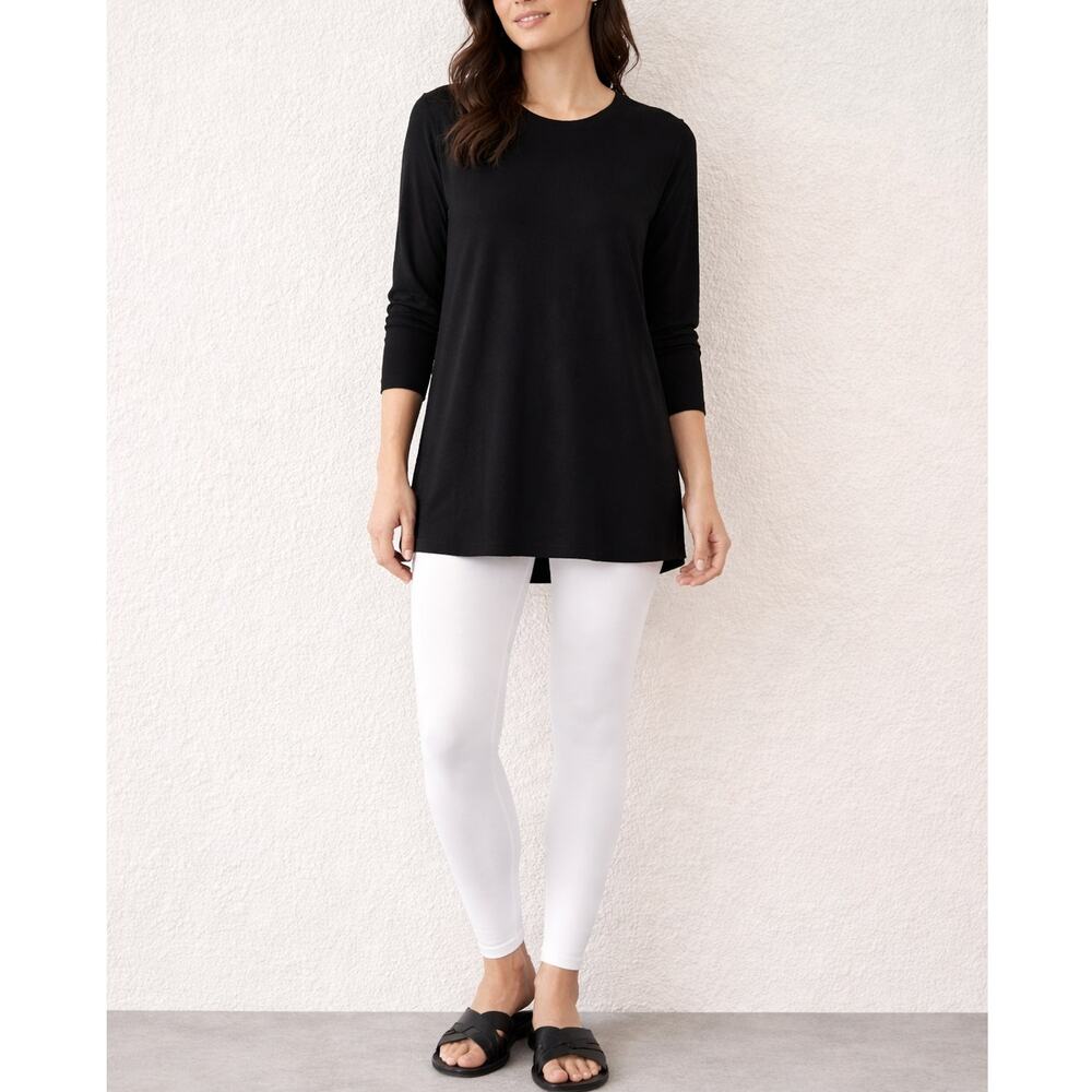 Eileen Fisher Black Tunic Women Sz Small Stretch Long Sleeve Minimalist Classic